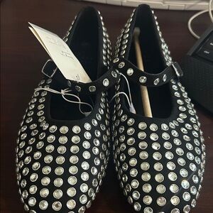 a new day Black Rhinestone Flats